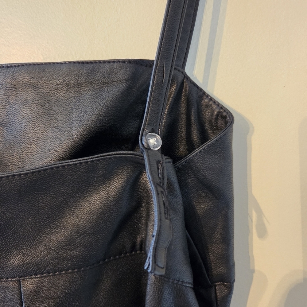 Free People Pleated Vegan Leather Boho Mini Buckle Moto Biker Black Dress Size 0 - Picture 10 of 13